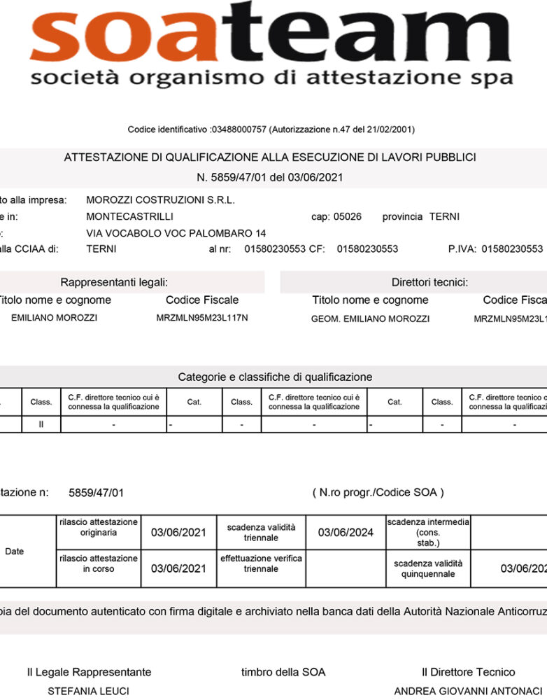 CERTIFICAZIONE SOA